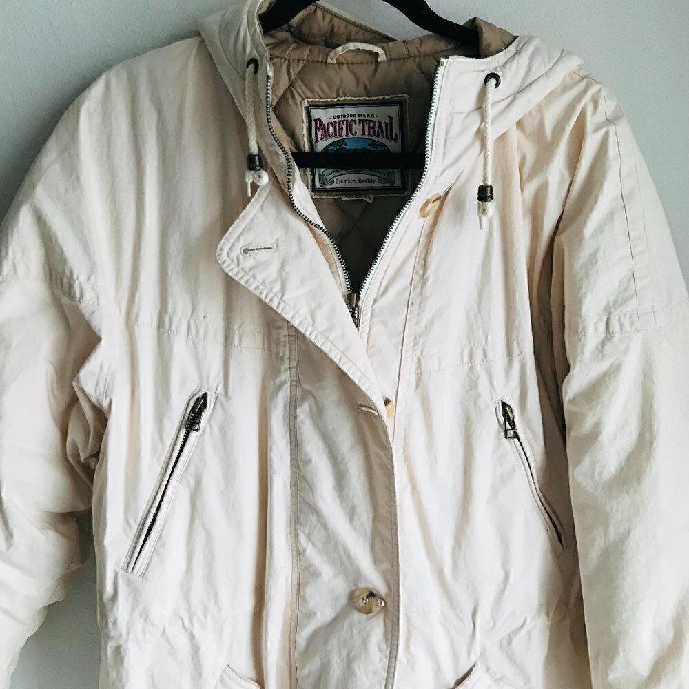 Pacific Trail Cream Hooded Down Jacket Size S